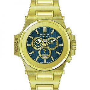 Invicta Men&#039;s Watch Reserve Akula Chrono Blue Dial Yellow Gold Bracelet 31675