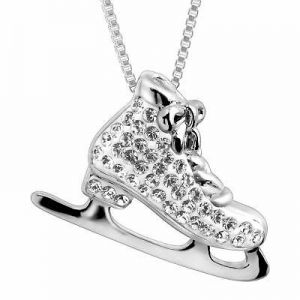 Crystaluxe Ice Skate Pendant with Swarovski Crystals in Sterling Silver