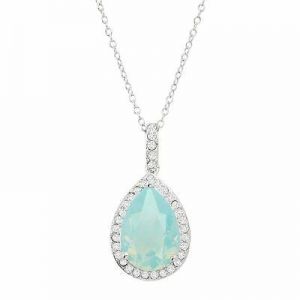 theSebStore אקססוריז Crystaluxe Teardrop Pendant with Swarovski Crystals in Sterling Silver, 18"